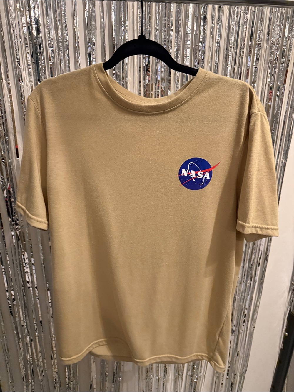 l*space Tan Graphic Tee with Blue & Yellow Shuttle Design